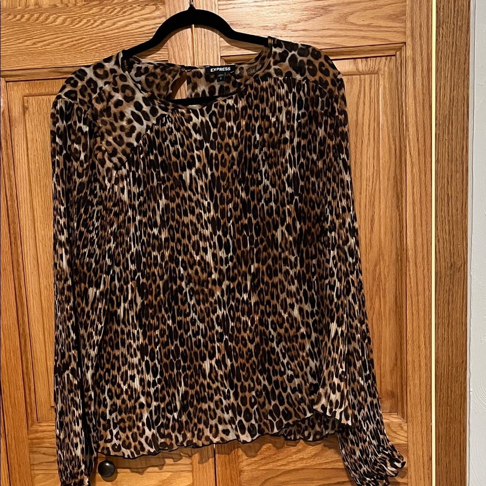 Express Brown Leopard Print Blouse